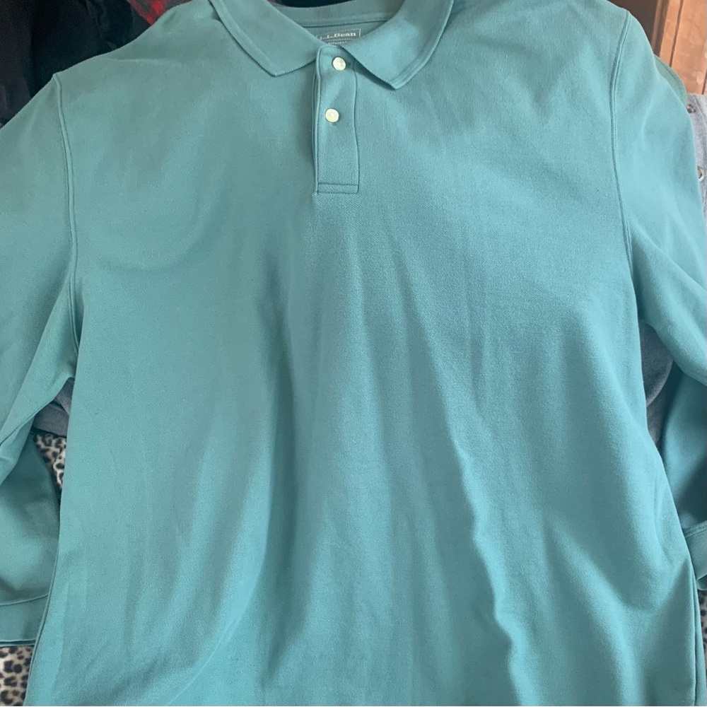L.L. Bean Men's Long-Sleeve Teal Polo
